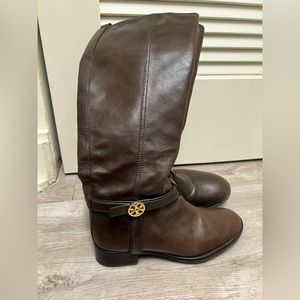 Tory Burch riding boots size 8 chocolate brown leather